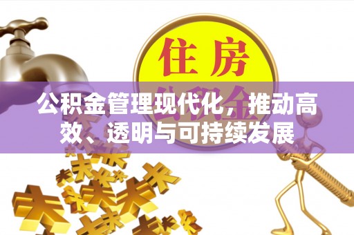 管理公积金管理现代化，推动高效、透明与可持续发展
