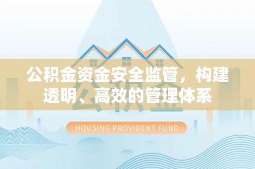 管理公积金资金安全监管，构建透明、高效的管理体系