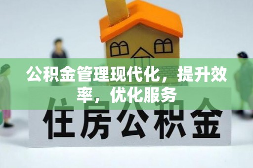 管理公积金管理现代化，提升效率，优化服务